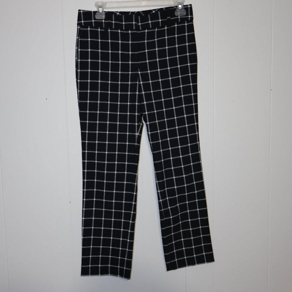 ANN TAYLOR Signature Plaid Ankle Pants – Size 0 (Black/White)